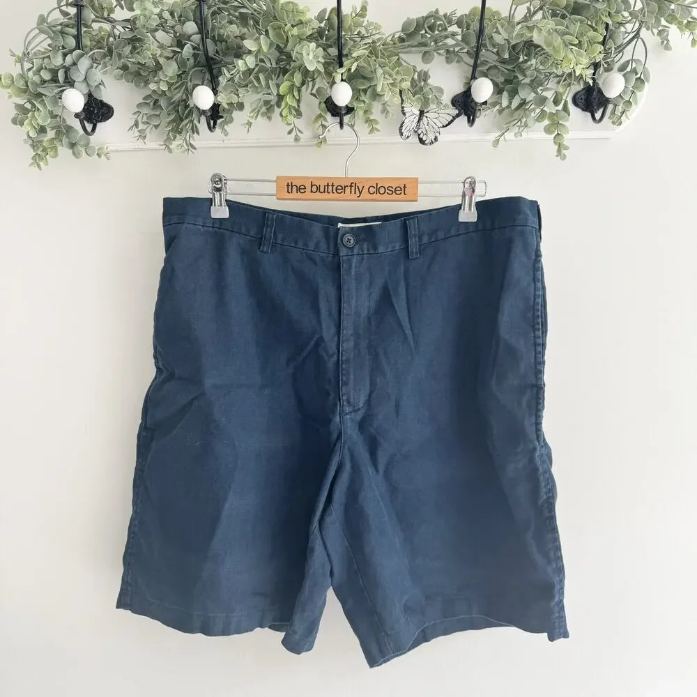 Men’s J. Crew 100% Linen Navy Shorts 38 beach vacation resort CP